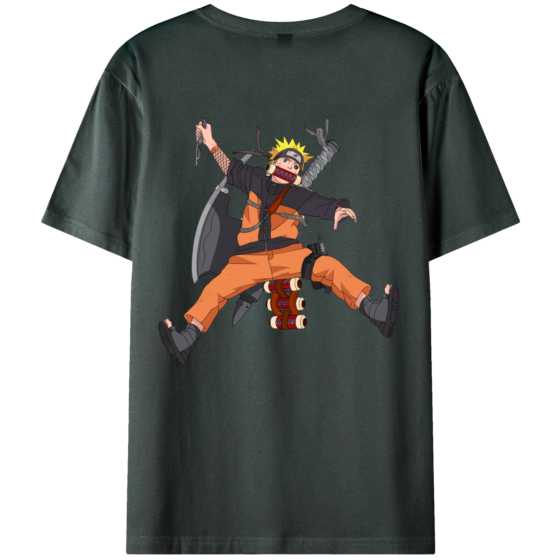 （画像用） NARUTO -ナルト- うずまき ナルト Uzumaki Naruto 綿100％ メンズ半袖Tシャツ（バックプリント） 通気性